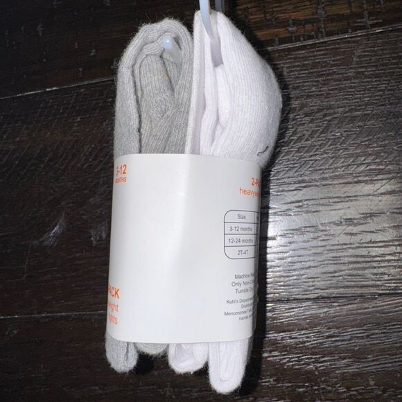 Nwt 3-12months jumping beans 2 pack white and gray heavyweight tights - Picture 3 of 4
